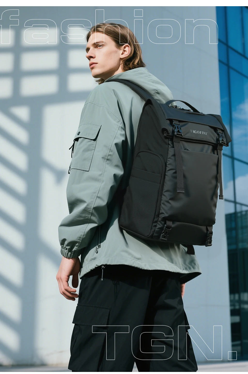 Tigernu Men Fashion Backpack For 14-15.6 inch Laptop Expanded Capacity Urban Travelling School Backpack Daily Splashproof Bag