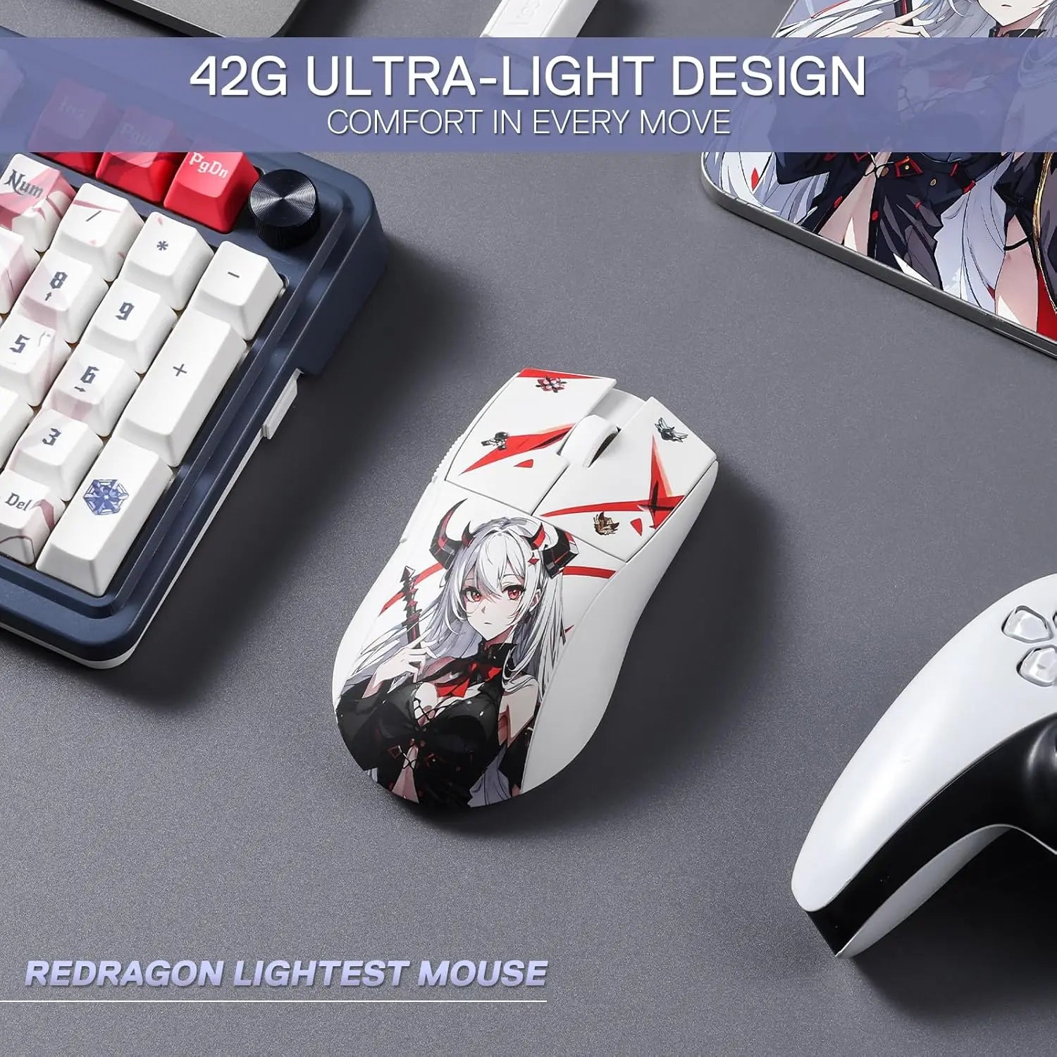 Redragon M916AK PRO 3-Mode Anime 42G Ultra-Light 26K DPI Full Programmable Buttons Gaming Mouse - WinSupport Tech
