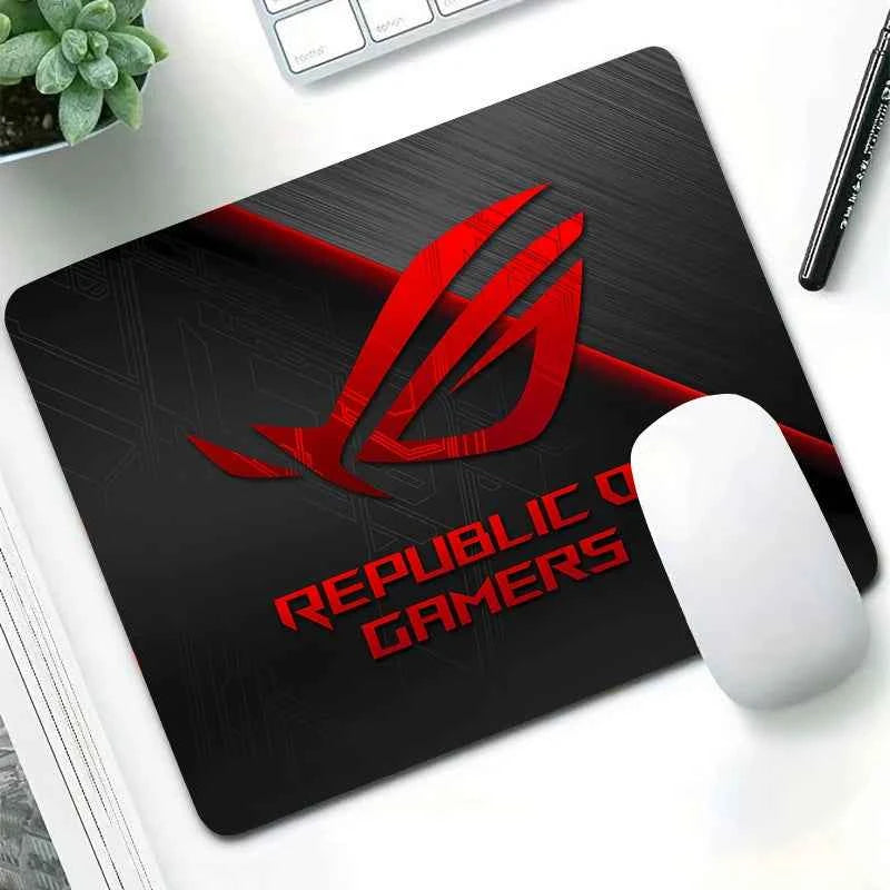 AS-US ROG Game Player Square Mousepad Small Size Home Desk Protector Mat Washable Desktop Mouse Pad Anti-slip Rubber Table Mats
