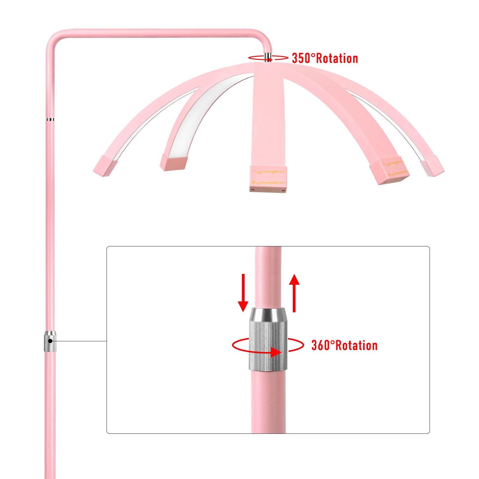 FOSOTO FT-Y9 28 Inch Led Lash Light Half-Moon Shaped Fill Lamp Light With Lamp Holder For Tattoo Beauty Salon Eyelash Haircut