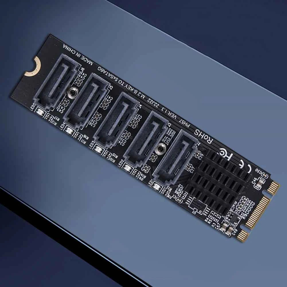 M.2 MKEY PCI-E Expansion Card 5/6 Port Adapter Card M.2 To SATA 3.0 Converter 6Gpbs SATA3.0 Adapter Support PM Function