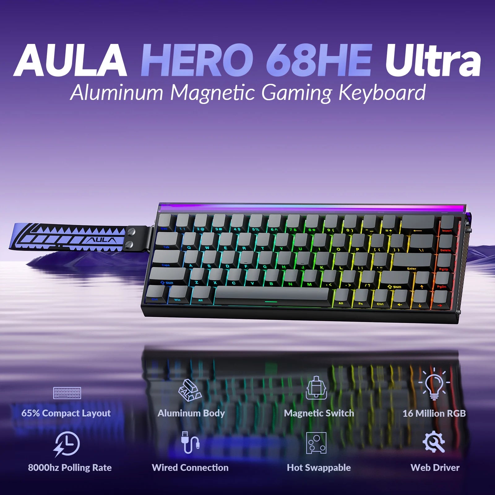 AULA HERO68HE Pro\Ultra Magnetic Gaming Keyboard 75% Magnetic Switch Keyboard Rapid Trigger for Esports PBT High Quality Keycaps