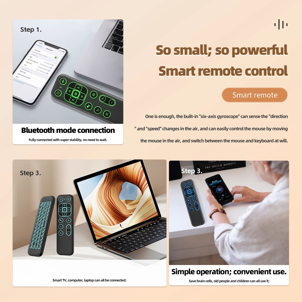 IPazzPort Mini 2.4G/BT Remote Wireless Air Mouse Keyboard