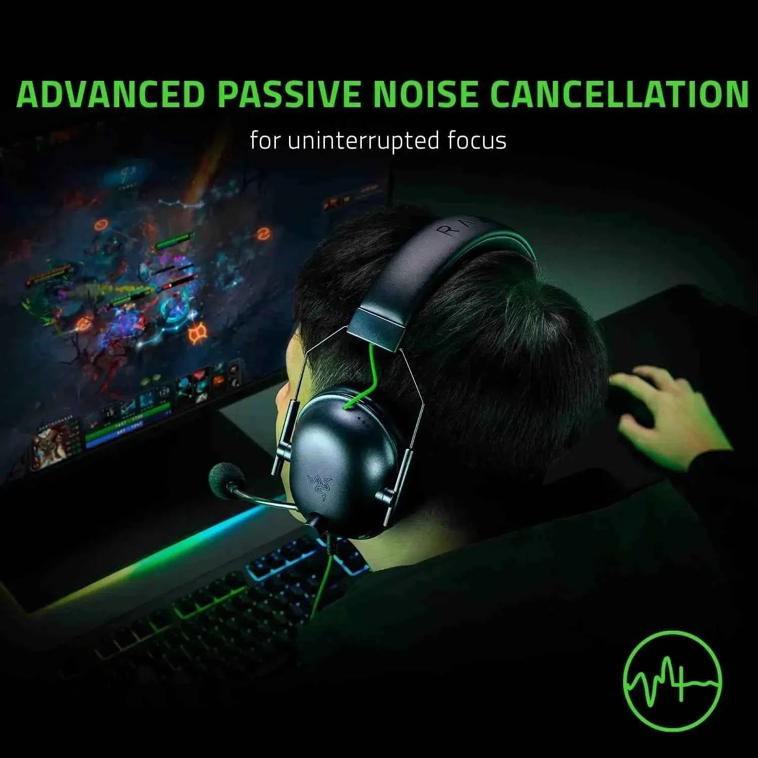 Razer BlackShark V2 X Wired Esports Headset Advanced Passive Noise Cancellation, 7.1 Surround Sound, Hyperclear Cardioid Mic