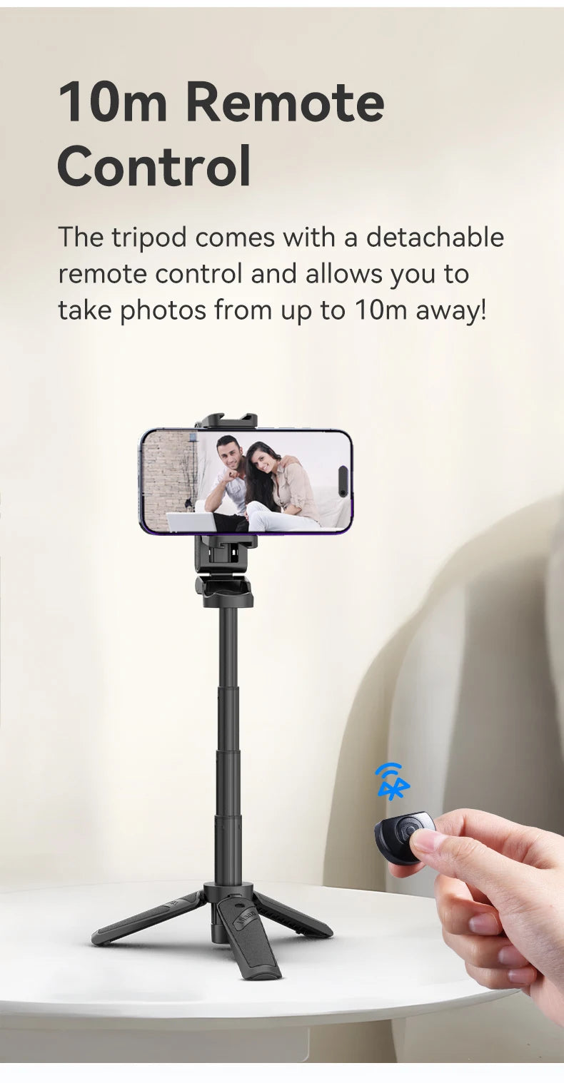 Ulanzi JJ02 Wireless Selfie Tripod With Bluetooth Remote Control Portable Foldable Monopod For Smart Phone Booster Handle Grip