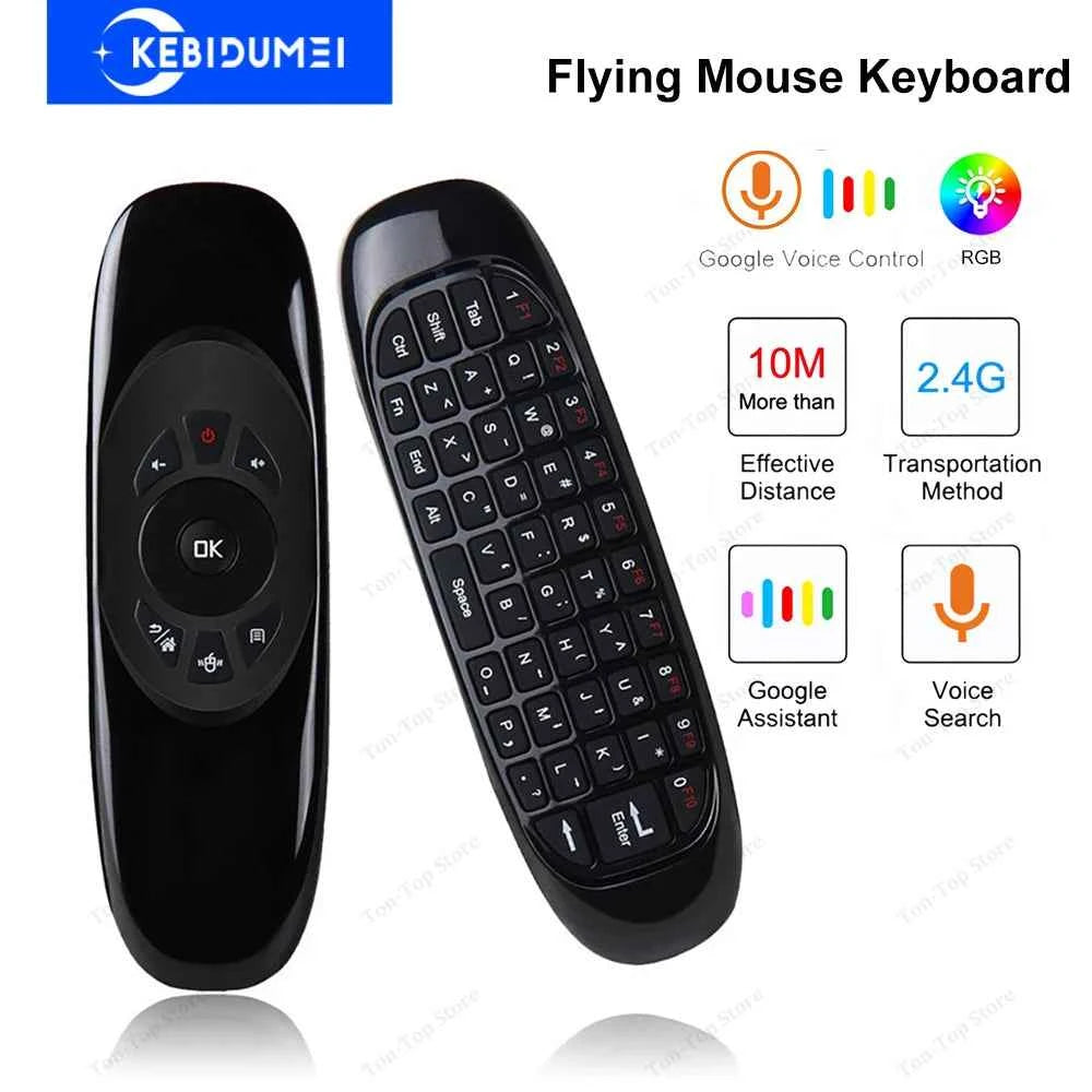 2.4G Flying Mouse Keyboard Combo Mini Keyboard Air Mouse with Voice Control IR Learning for PC Projector TV BOX Laptop