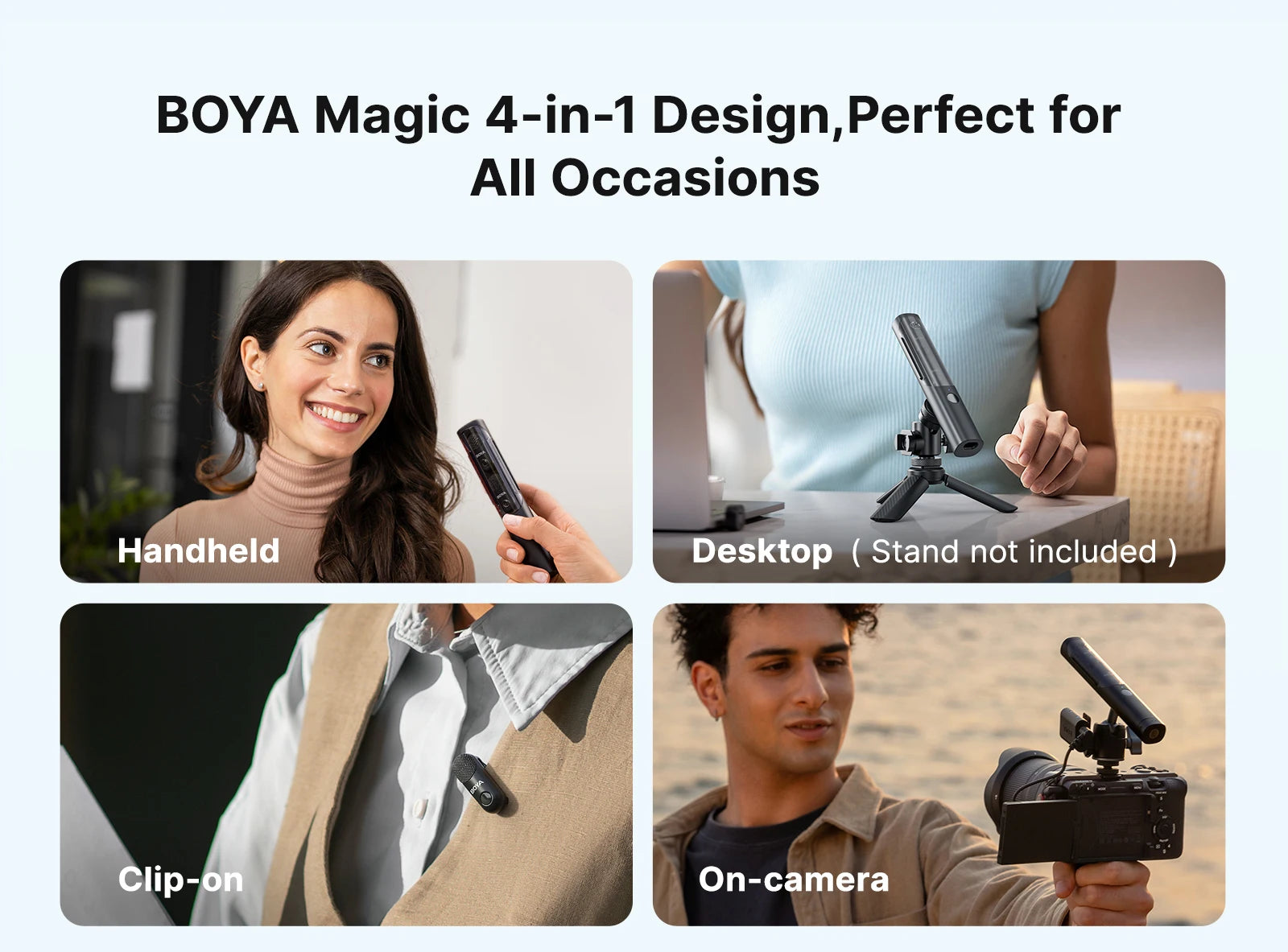 BOYA BOYA Magic Wireless Lavalier Microphone 4 Forms in 1 Mic for iPhone Android USB-C Phone Camera for Interview Live Streaming