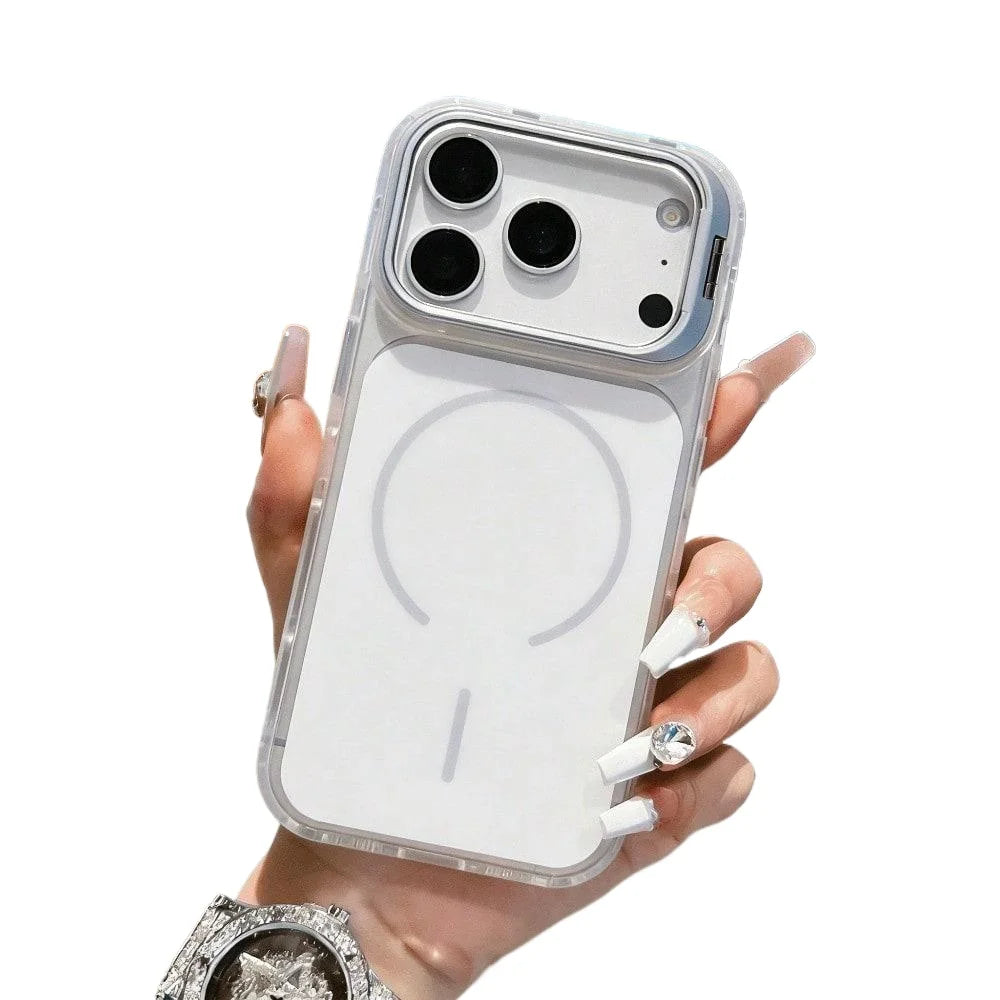 Magnetic Camera Mount Phone Case for iPhone 17 Pro Max, iPhone 16 Pro, iPhone 15/14 Pro, and iPhone 13/12 with Non-Slip Edges