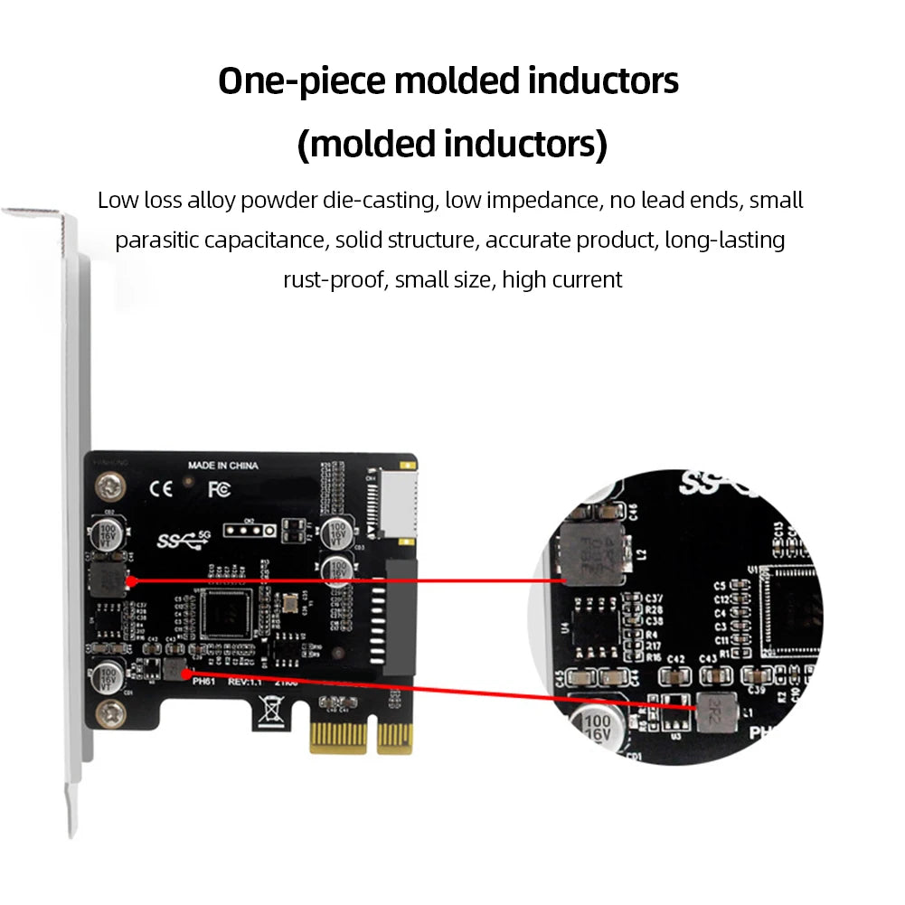 PC PCI-E To USB 3.0 Type C Front Panel Adapter 19PIN PCI-E To USB 3.0 Hub Splitter Extender Card