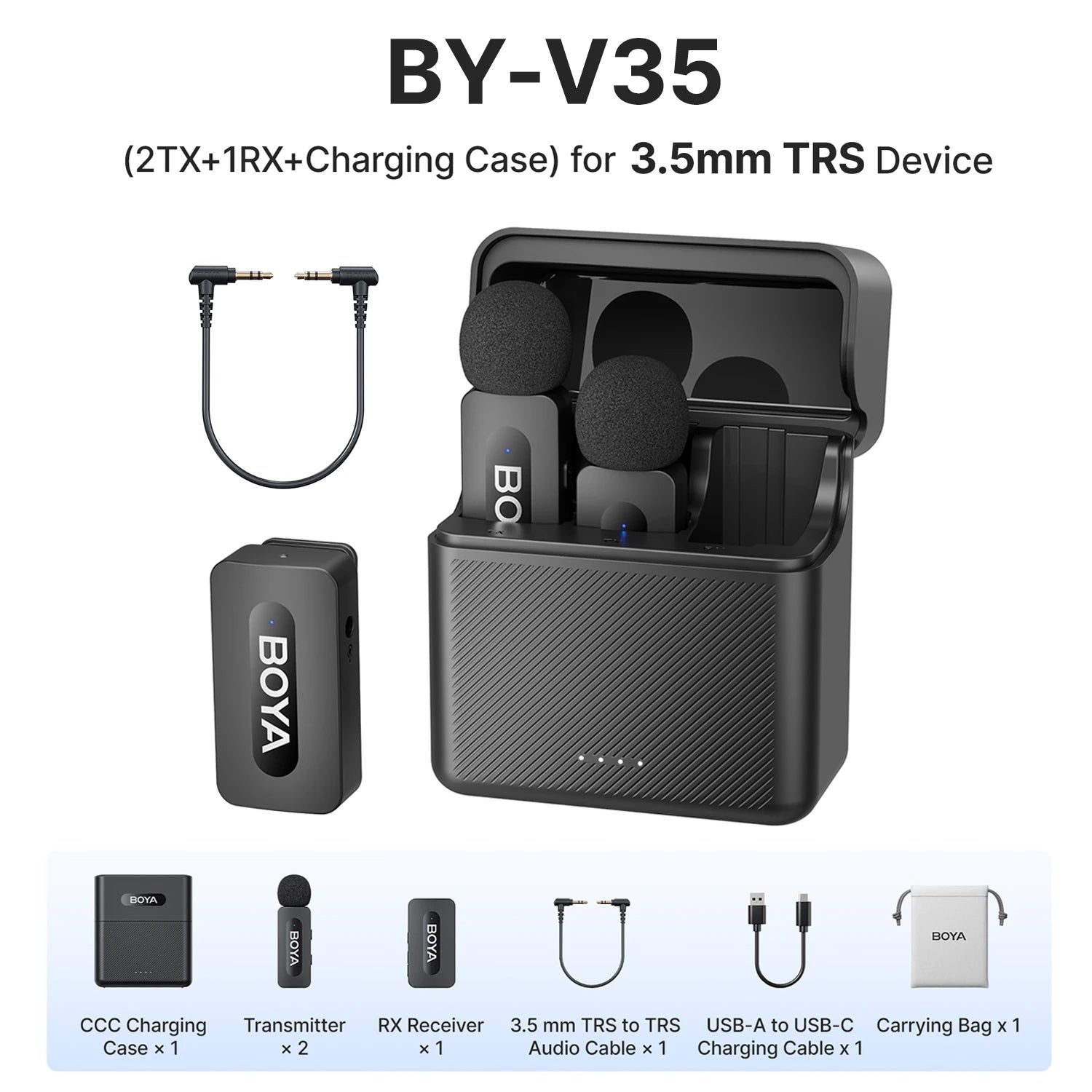 BOYA BY-V3 Wireless Lavalier Lapel Microphone Noise-cancelling Rechargeable Mic for iPhone Android Camera Live Streaming Vlogging - WinSupport Tech
