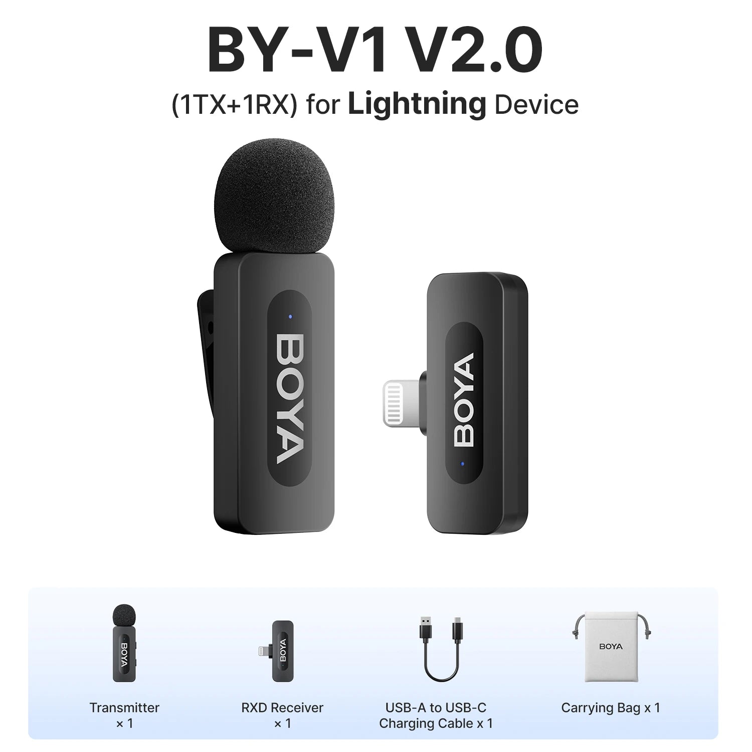 BOYA BY-V3 Wireless Lavalier Lapel Microphone Noise-cancelling Rechargeable Mic for iPhone Android Camera Live Streaming Vlogging - WinSupport Tech