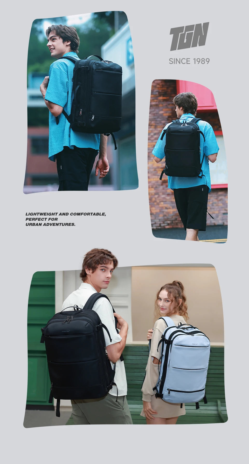 Tigernu Vacuum Compression Backpack Men Women Expandable Travel Backpacks Luggage With USB Large Capacity For 17 Laptop Back