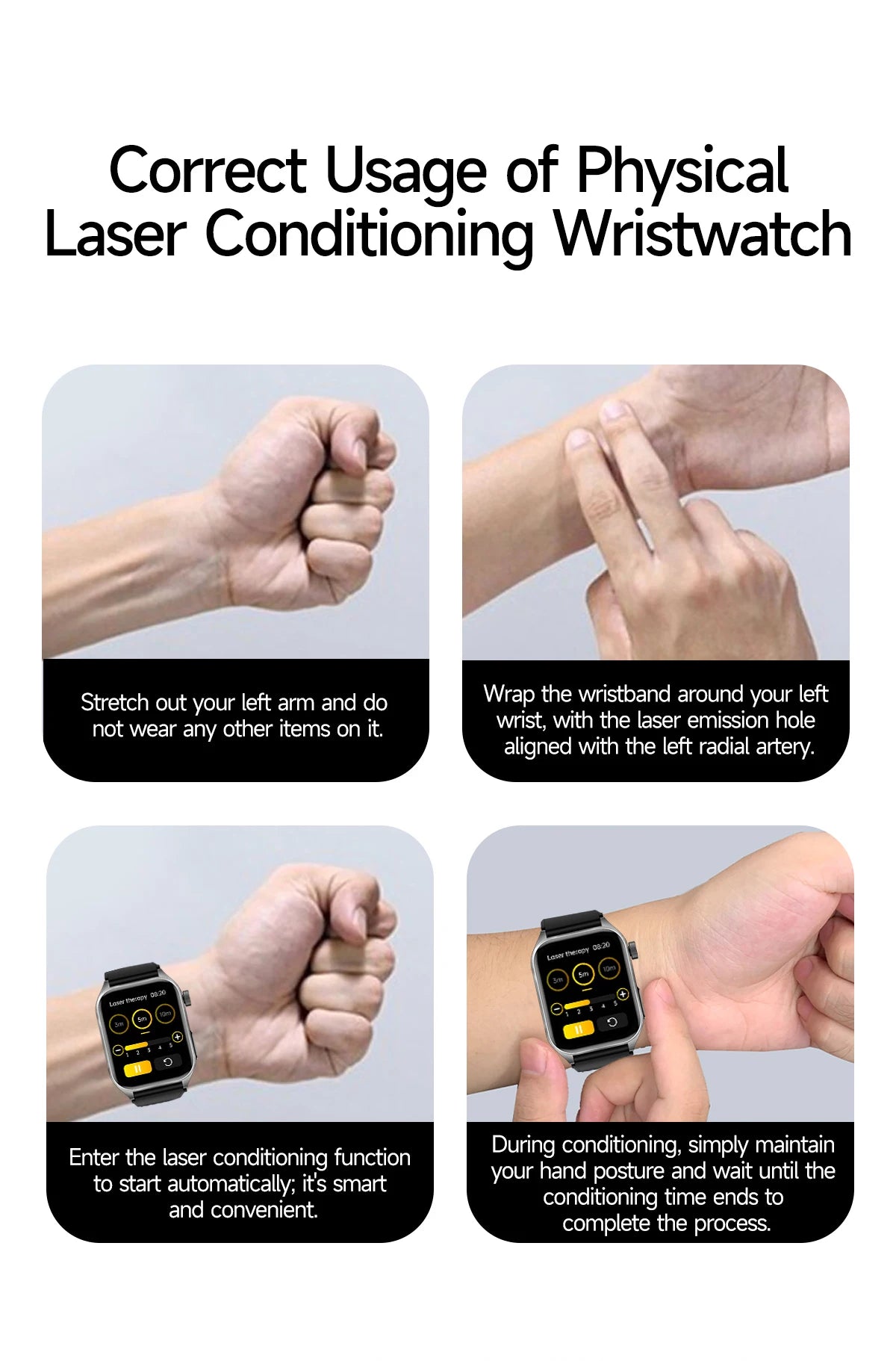 New Laser Treatment Three High Smart Watch Men ECG Heart Rate Uric Acid Health Tracker 1.95 inches Sapphire Glass SmartBracelet