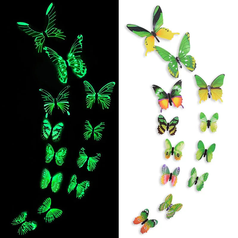 12pcs Luminous 3D Butterfly Wall Sticker for Kids Bedroom Home Living Room Fridge Wall Decal Glow in Dark Wallpaper Decoration