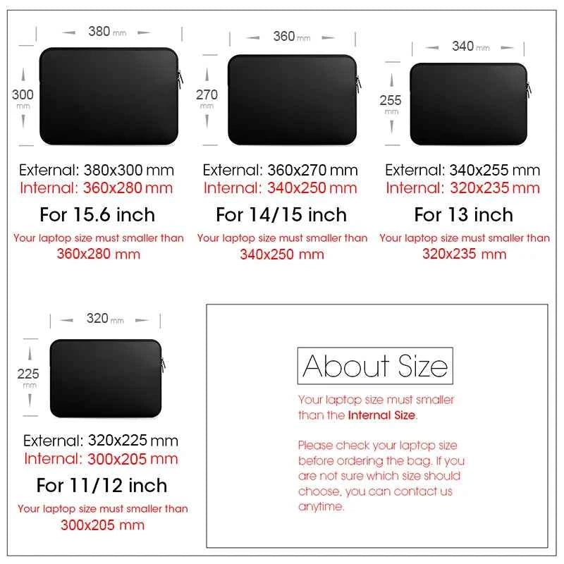Laptop Sleeve Case 11 12 13 14 15 15.6-inch Laptops