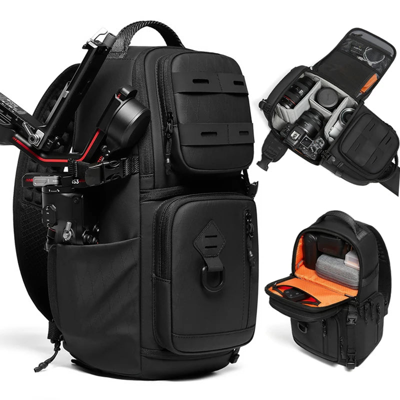 Men’s DSLR Camera Crossbody Bag – Waterproof Travel Shoulder & Chest Bag with Tripod Holder for Photography, Hiking & Outdoor Use