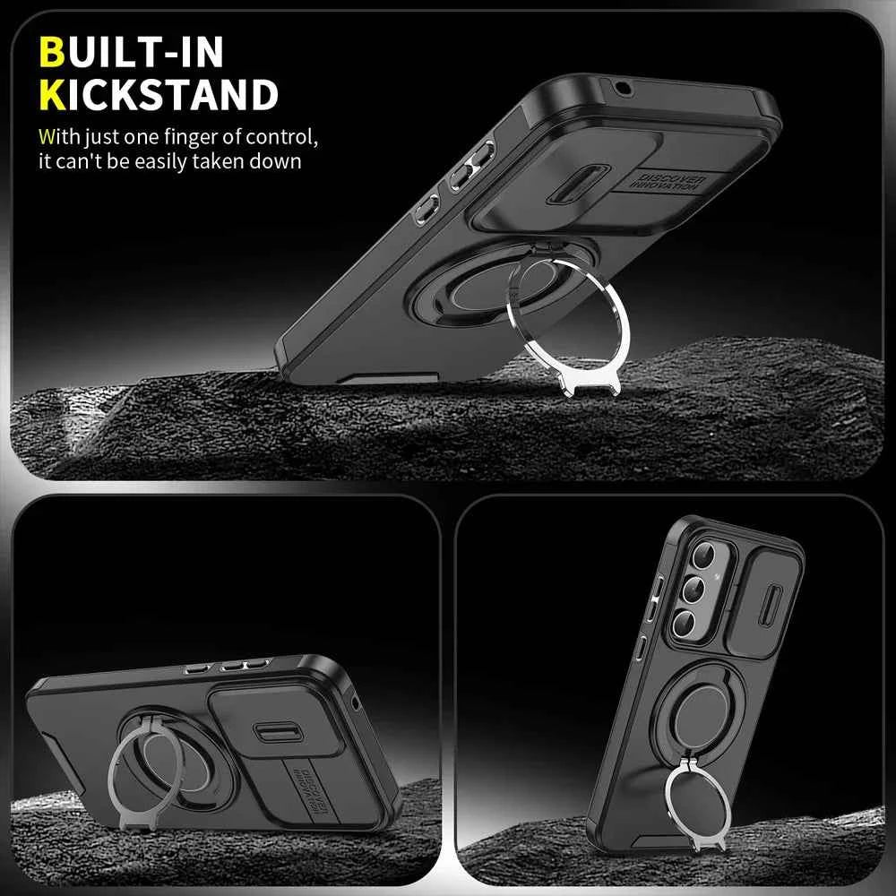 Case For Samsung Galaxy S26 S25 S24 S23 S22 S21 Ultra Plus S25 Edge S25FE S24FE Slide Camera Protect Magnetic holder Armor Cover