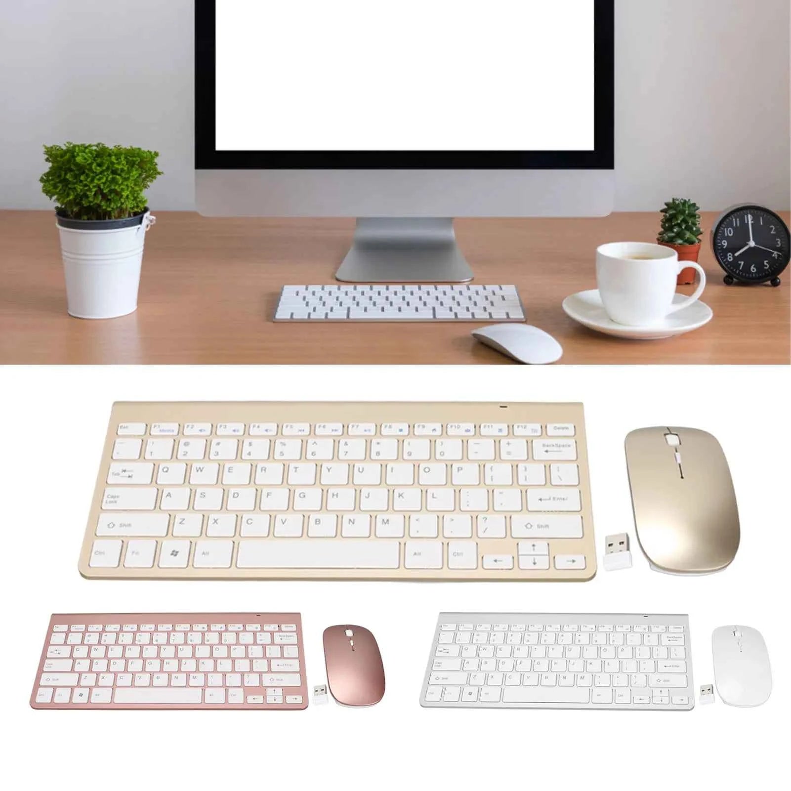 Keyboard Mouse Set 2.4G Wireless 78 Keys USB Thin Etched Keycaps Ergonomics Mute Button Computer Keyboards Mouse Wireless Mouse