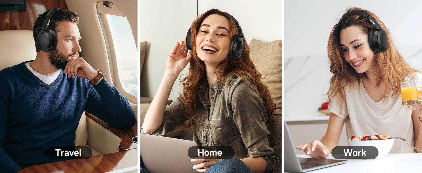 Acer OHR205 Wireless Bluetooth 6.0 Headphones Foldable Over-Ear Headphones Memory Foam Earpads Multipoint for Travel,Home,Office