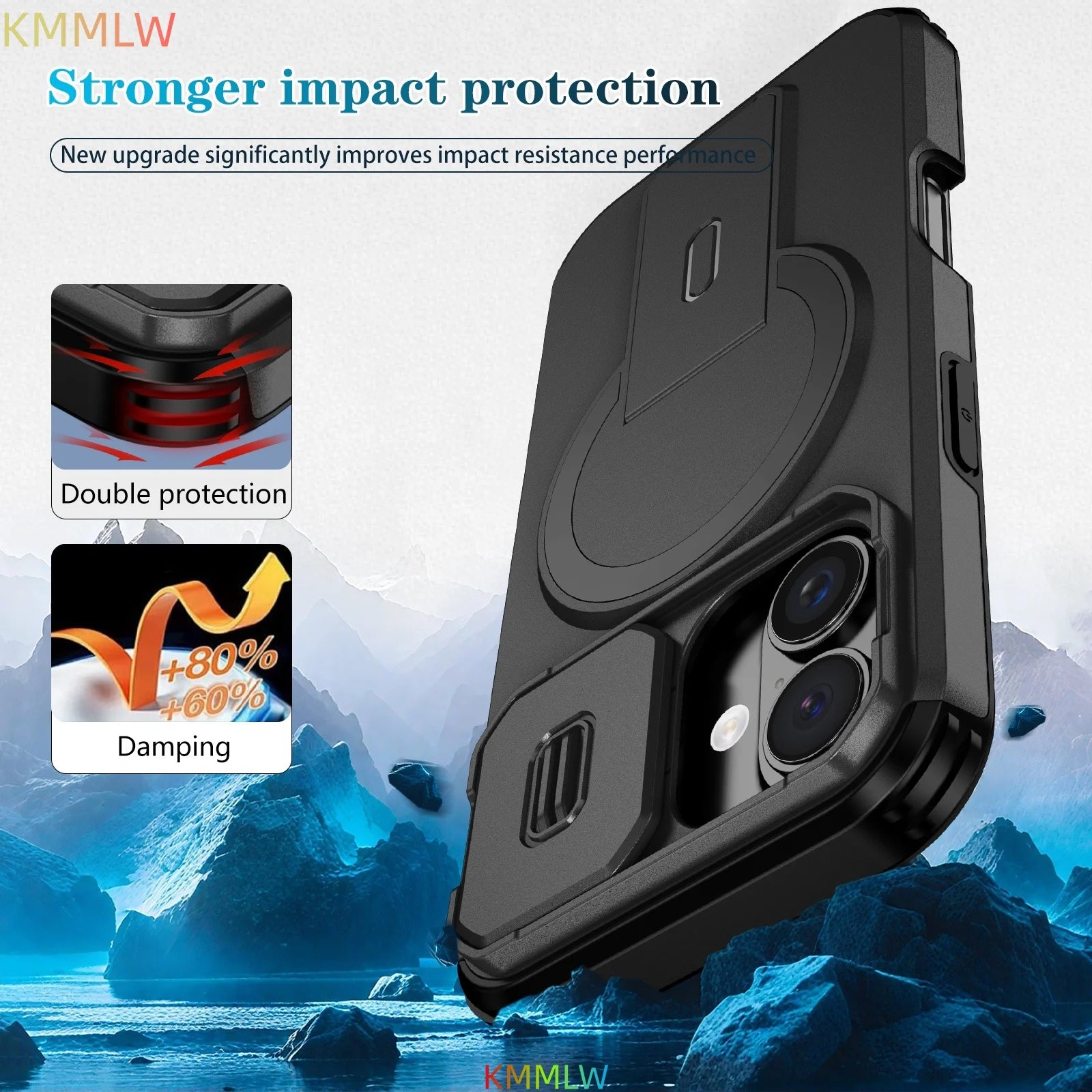 Lens Protect Camera Phone Case for iPhone 16 15 14 13 12 11 Pro Max Plus 16e Magnetic Kickstand Cover