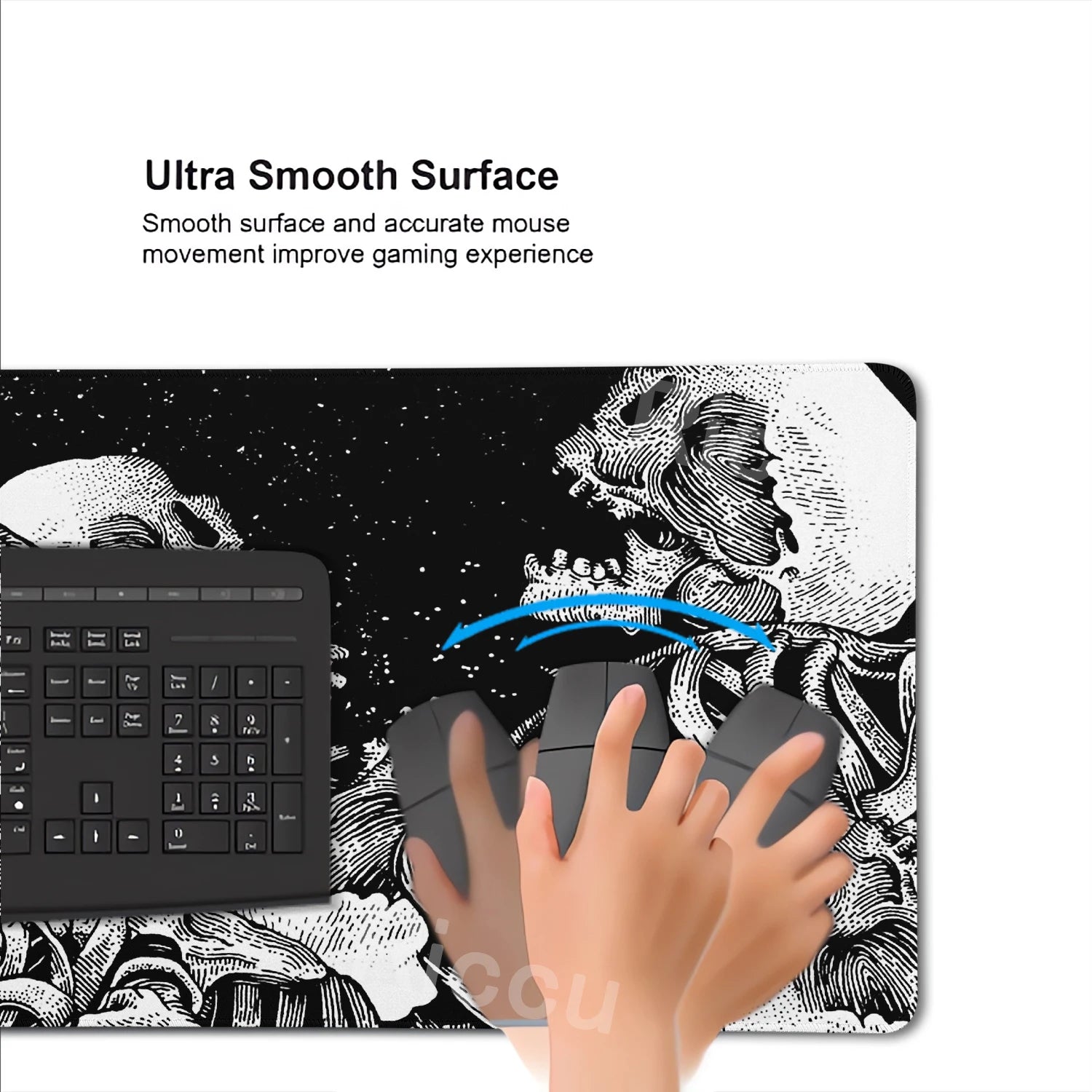 Black White Skull Gaming Mouse Pad Large Mousepad XXL Table Mat Anti-slip Keyboard Accessories Office Laptop Desk Mats Gamer Rug