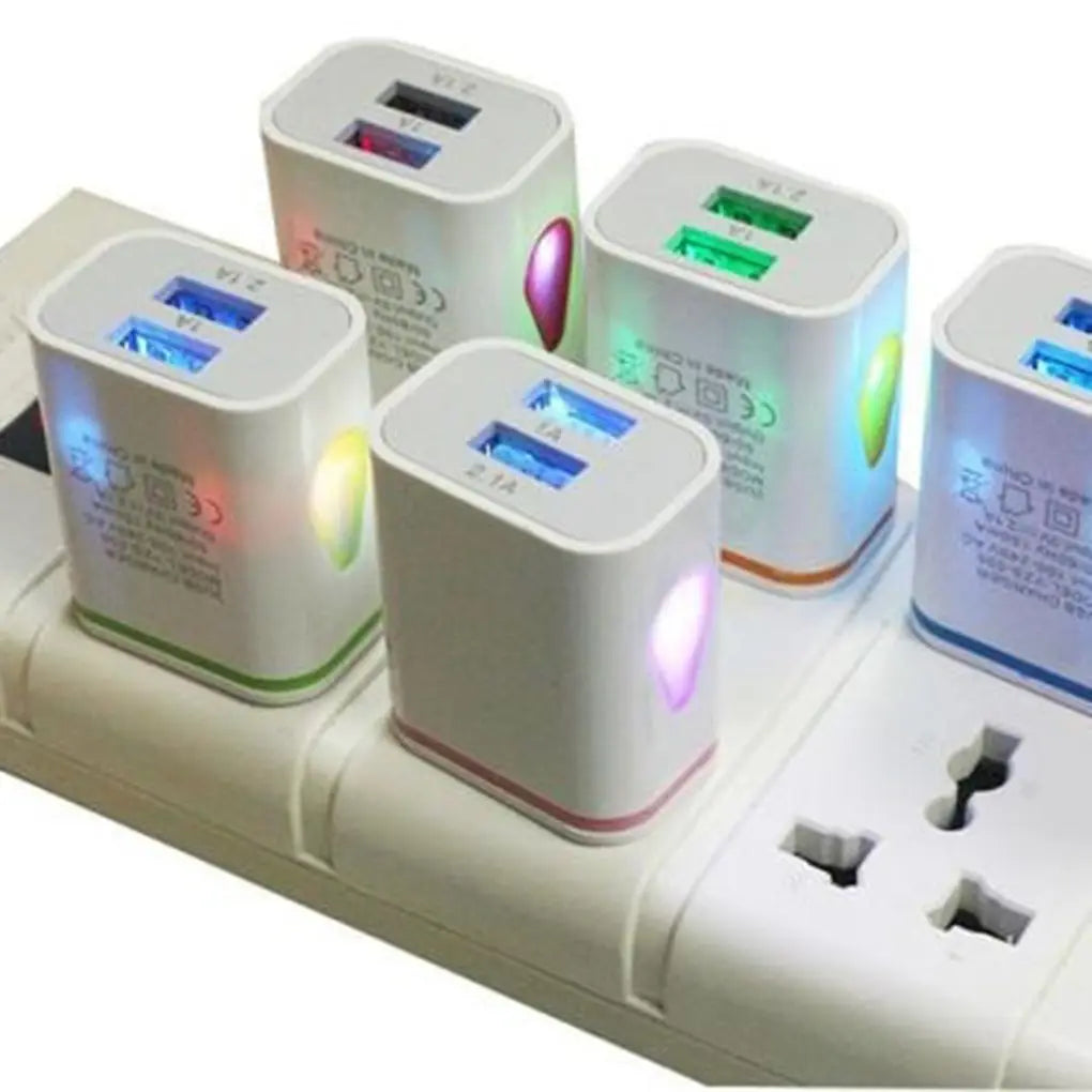 USB Wall Charger for Samsung Xiaomi Dual Port 2A Output Travel Plug Power Adapter Compatible for Phone EU/US Plug