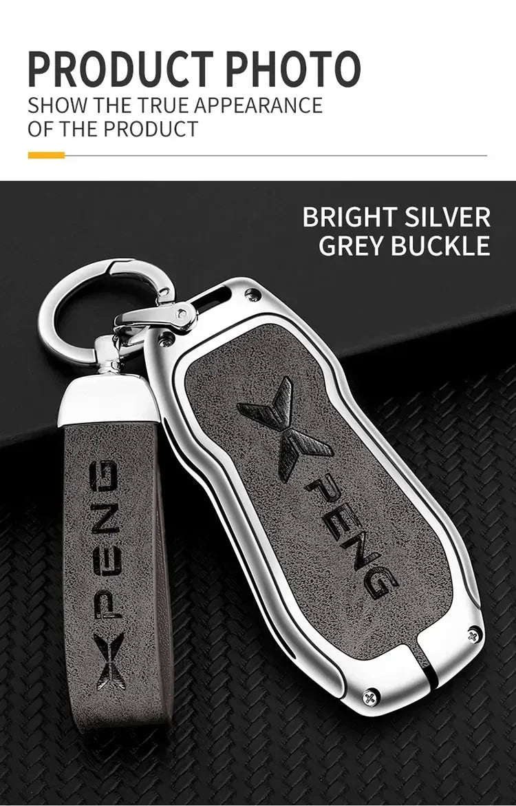 Metal Car Key Fob Cover Case Shell For Xpeng Xiaopeng P5 P7 G9 G3i Holder Interior Keychain Leather Accessories