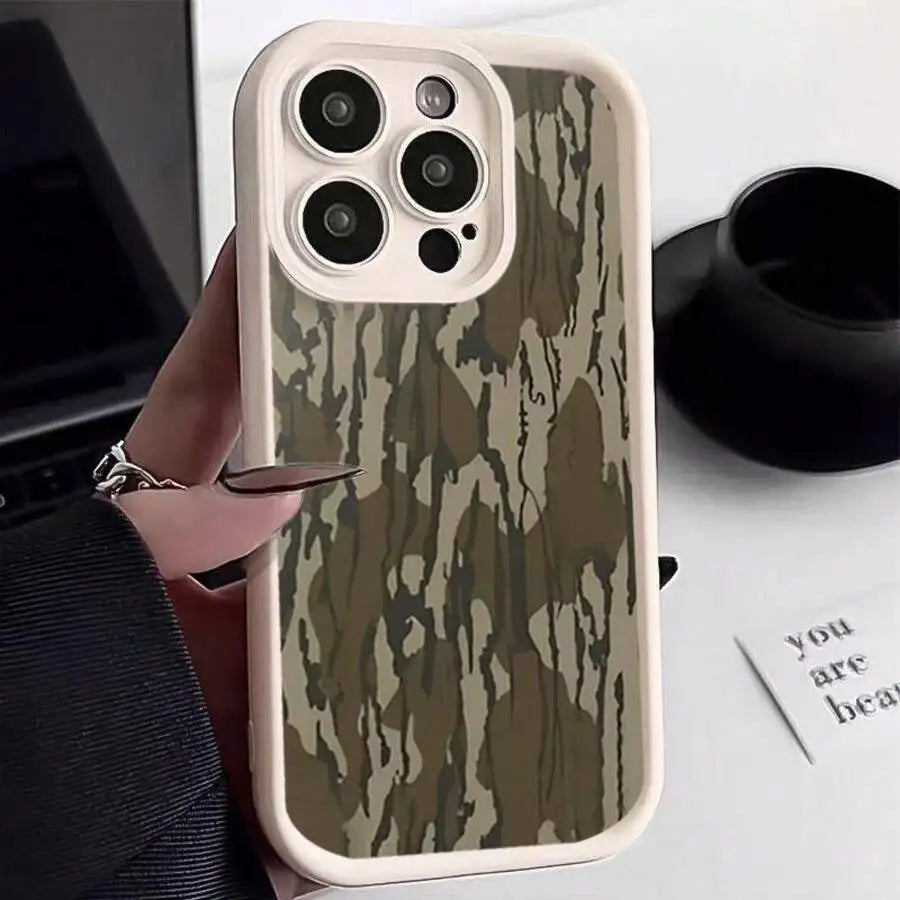 Vintage Camouflage TPU Shockproof Phone Case For iPhone 15 14 13 12 11 Pro Max