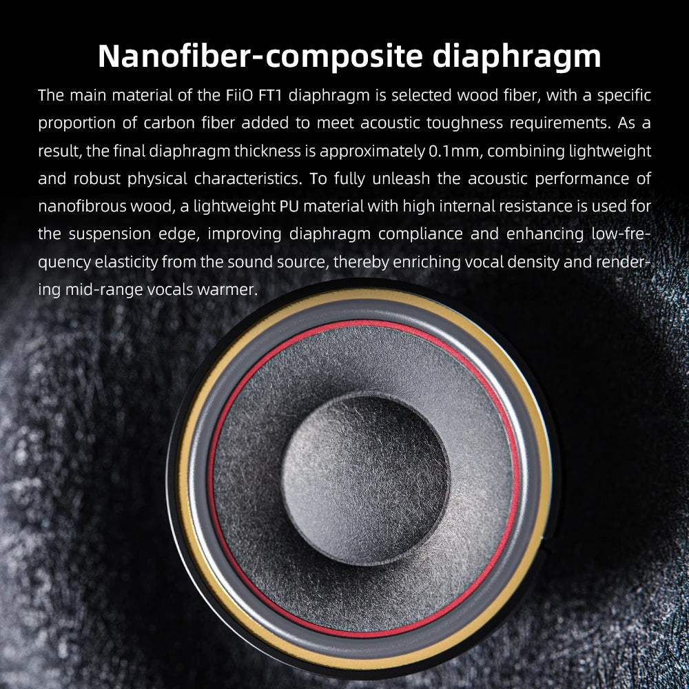 FiiO FT1-New version Closed-Back Over-Ear headphones, Fiber Composite Diaphragm - WinSupport Tech