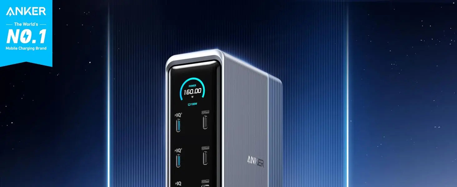 Anker Prime charging 160W 14 in 1 Desktop Charge Docking Station type-C Smart Control Screen Display 10Gbps Dual 4K ThreeScreen