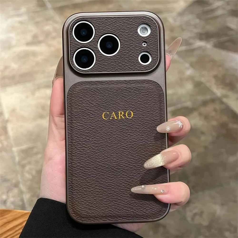 Personalise Gold Silver Initials Letter Leather Case For Iphone 15 14 13 17 pro max 14 16 Plus 17air Luxury Lens Protextion Case