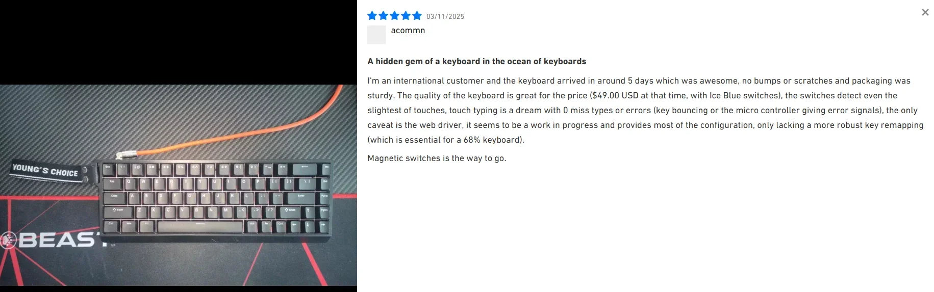 MCHOSE ACE68 Magnetic Keyboard Wired Mechanical ACE60 Pro for Gaming 0.01mm RapidTrigg 8000Hz SOCD/Rs 0.125ms 128K Sampling Rate