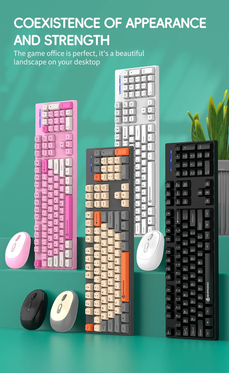 Shipadoo Gaming Wireless Keyboard and Mouse Combo Set,Computer Wireless Laptop Desktop Office Accessories Free Wireless Mouse