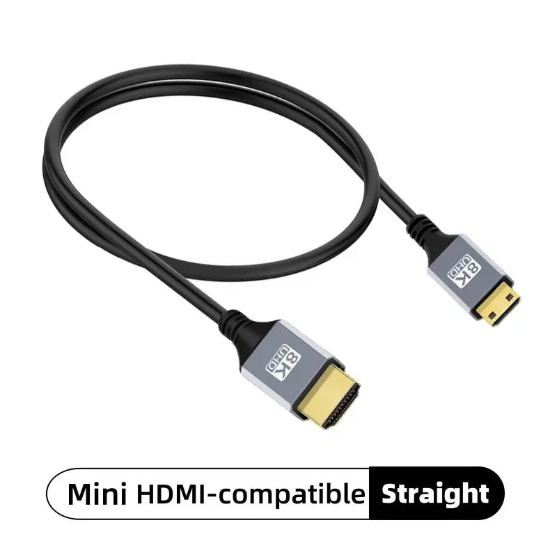 8K 90 Degree Mini HDMI-compatible, Micro HDMI-compatible to HDMI-compatible Adapter Cable for Laptop Camera Camcorder Monitor