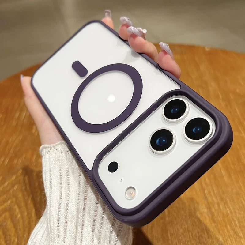 New 17 pro max Clear Magnetic Phone Case for iPhone 17 Air 17 pro max Magsafe Candy Color Transparent Protector Back Cover