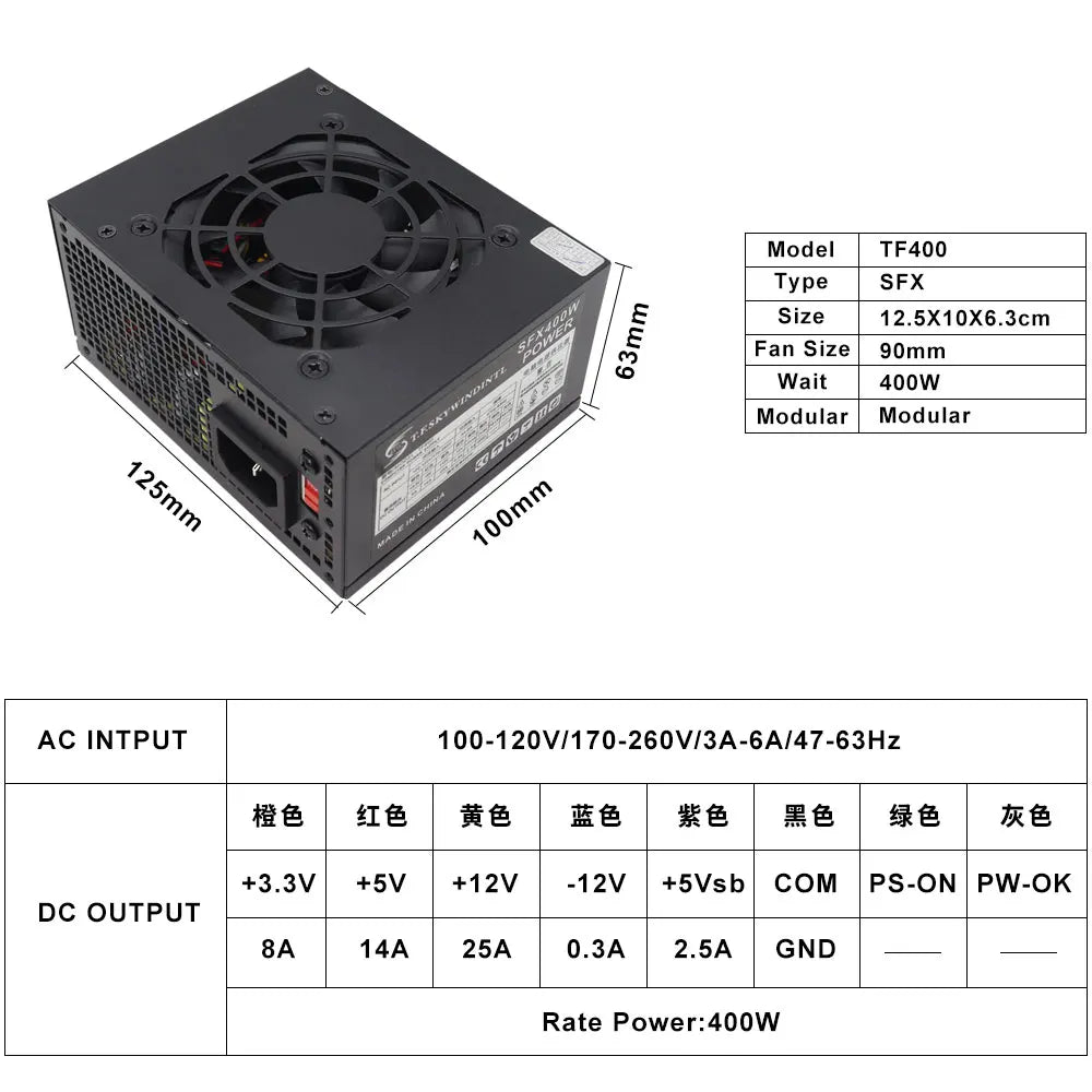 T.F.SKYWINDINTL 300w 400W SFX Computer Power Supply POWER SUPPLIES Mini ITX Solution Micro ATX SFX 300W Power Supply - WinSupport Tech