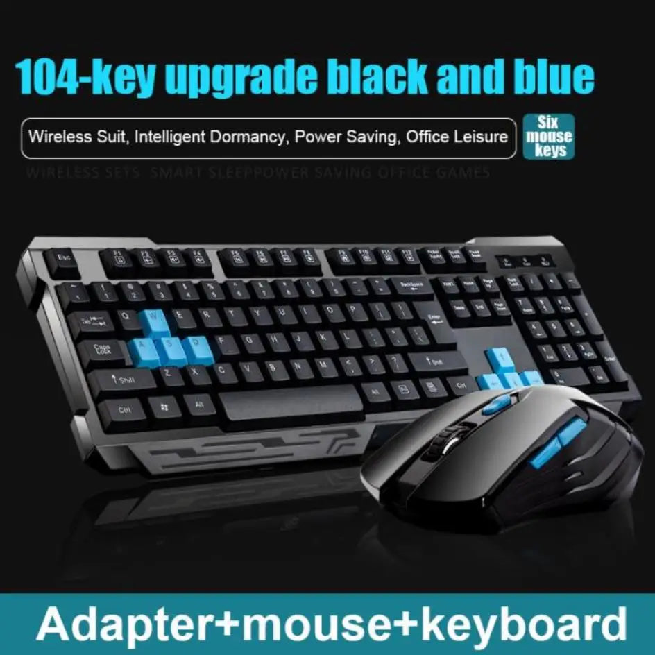Keyboard Mouse Combos Waterproof Multimedia 2.4GHz Wireless Gaming Keyboard USB Cordless Mous NK-Shopping