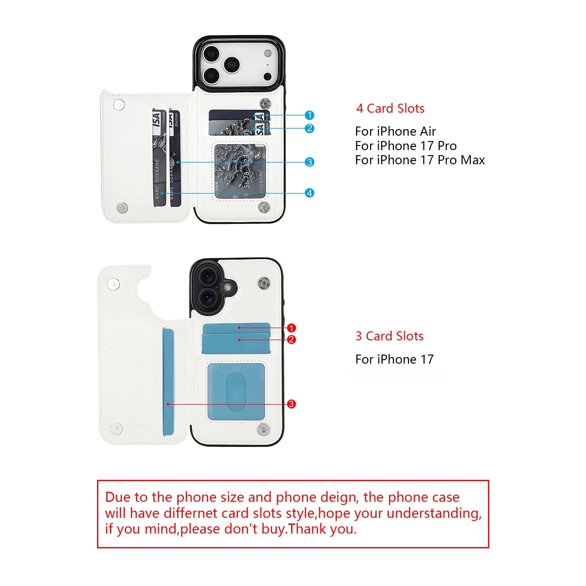 for iPhone Air 17 Pro Max Wallet Case with Card Holder,Faux Leather Kickstand,Double Magnetic Clasp and Durable Shockproof Cover