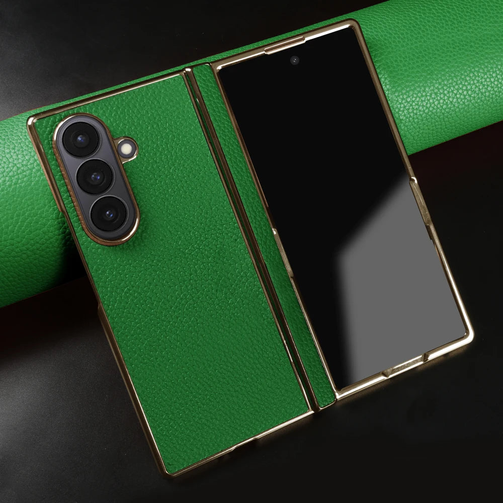 Genuine Leather Case For Samsung Galaxy Z Fold 7 6 5 4 3 fold4 fold3 Fold5 Fold6 Fold7 phone Cover Cases Fundas Coque Shell Capa