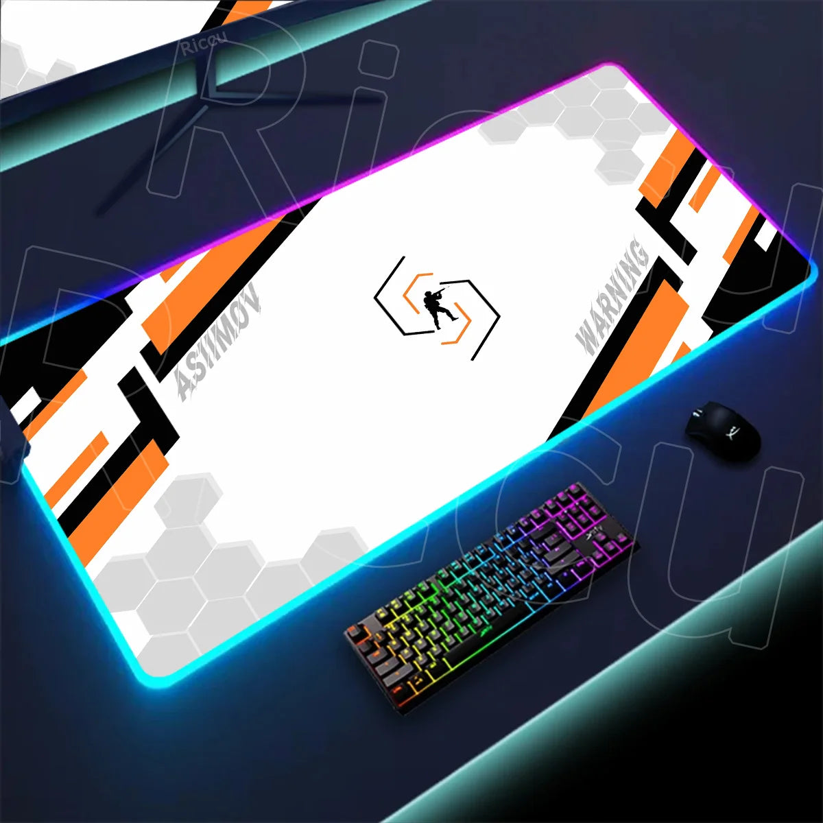 RGB Mousepad Large Size LED Glowing Keyboard Table Pad XXL CsGo Print stream Gaming Mouse Pad Non-slip Rubber Mat With Backlight