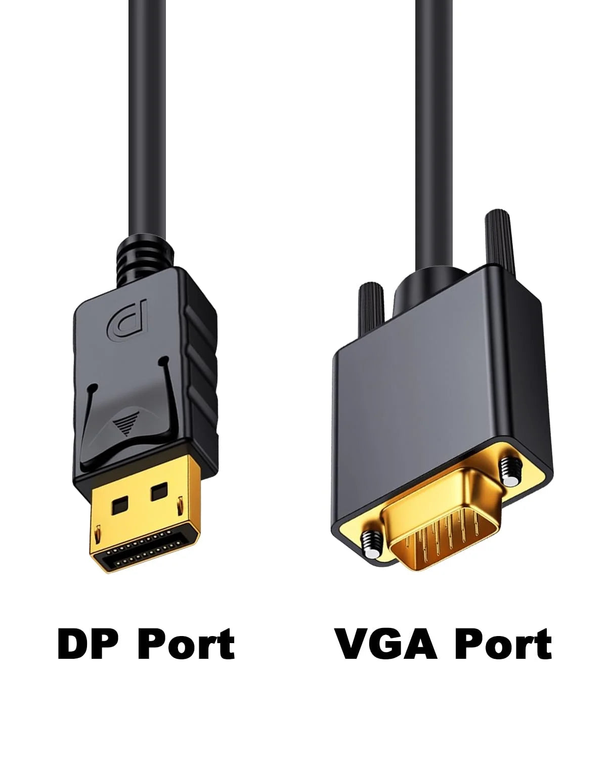 DisplayPort to VGA Cable 6FT/1.8M,Gold Plated DP Male to VGA Male Adapter 1080P@60Hz for Laptop, PC, Monitor, TV, Projector