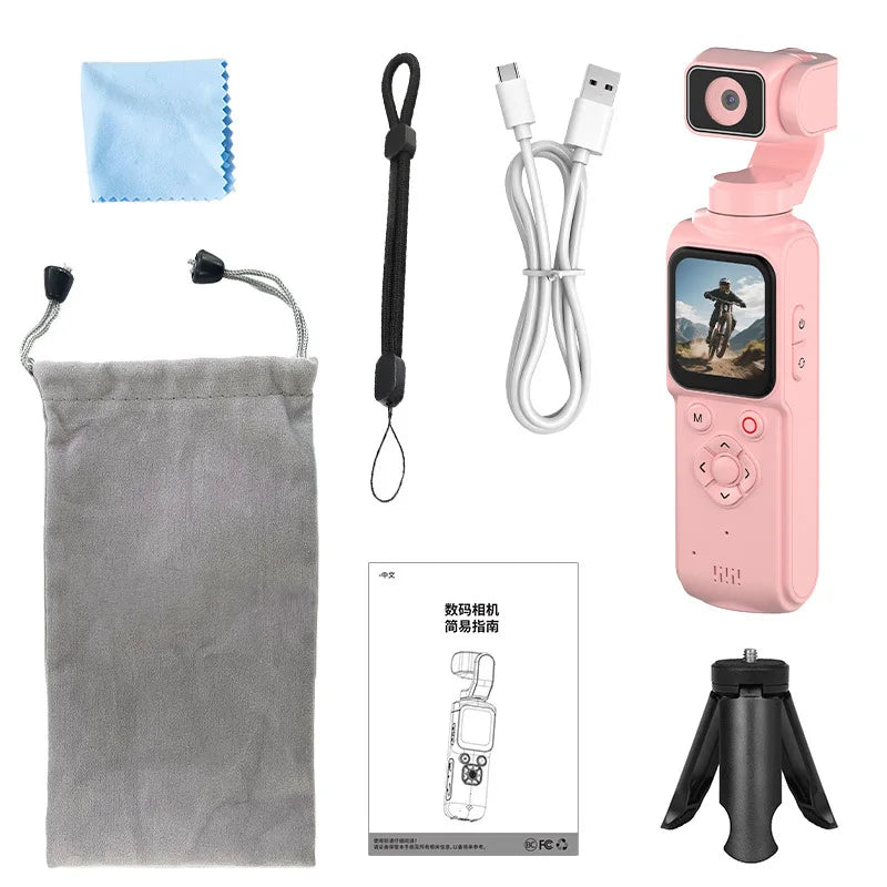 4K Vlog Pocket Gimbal Camera with 330° Face Tracking, 18x Zoom, WiFi, 2400mAh Battery–Handheld Stabilizer for YouTube,TikTok