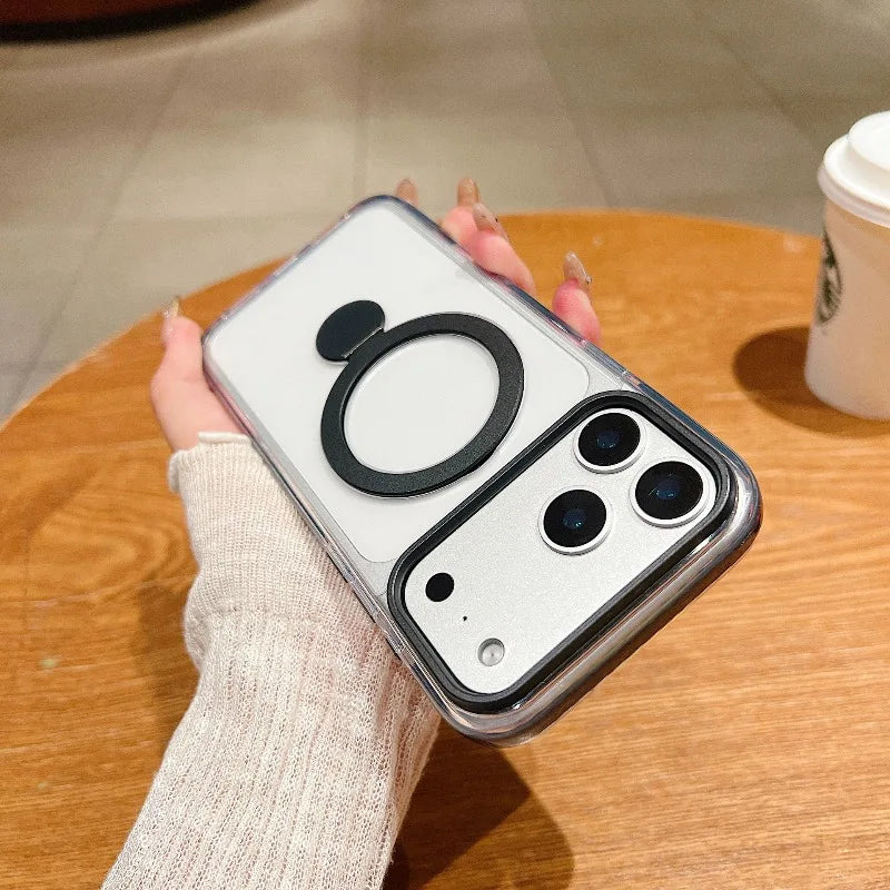 Luxury Matte Translucent Magnetic Ring Stand Armor Case For iPhone 17 Pro Max 16 15 For Magsafe Wireless Charge Shockproof Cover