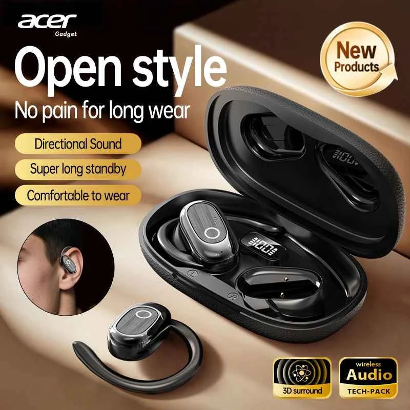 [Official Acer Product] Ohr553 Wireless Bluetooth Earphones with Earhook Design, Ows Design, Hd Calls, Comfortable Wear, Suitable for Sports and Running, Compatible with Mobile Phones, Tablets, and Laptops