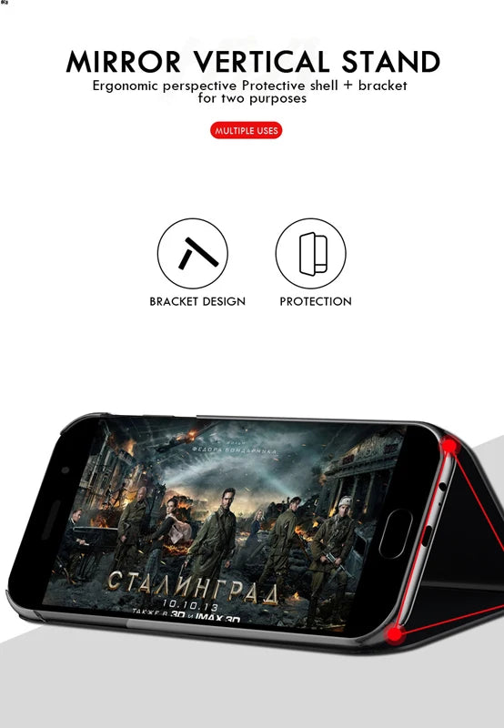 For Samsung Galaxy S26 S25 Ultra Plus FE Edge 5G Smart Mirror Protector Case Flip Holder Shockproof Cover Sumsung S26 Pro Fundas