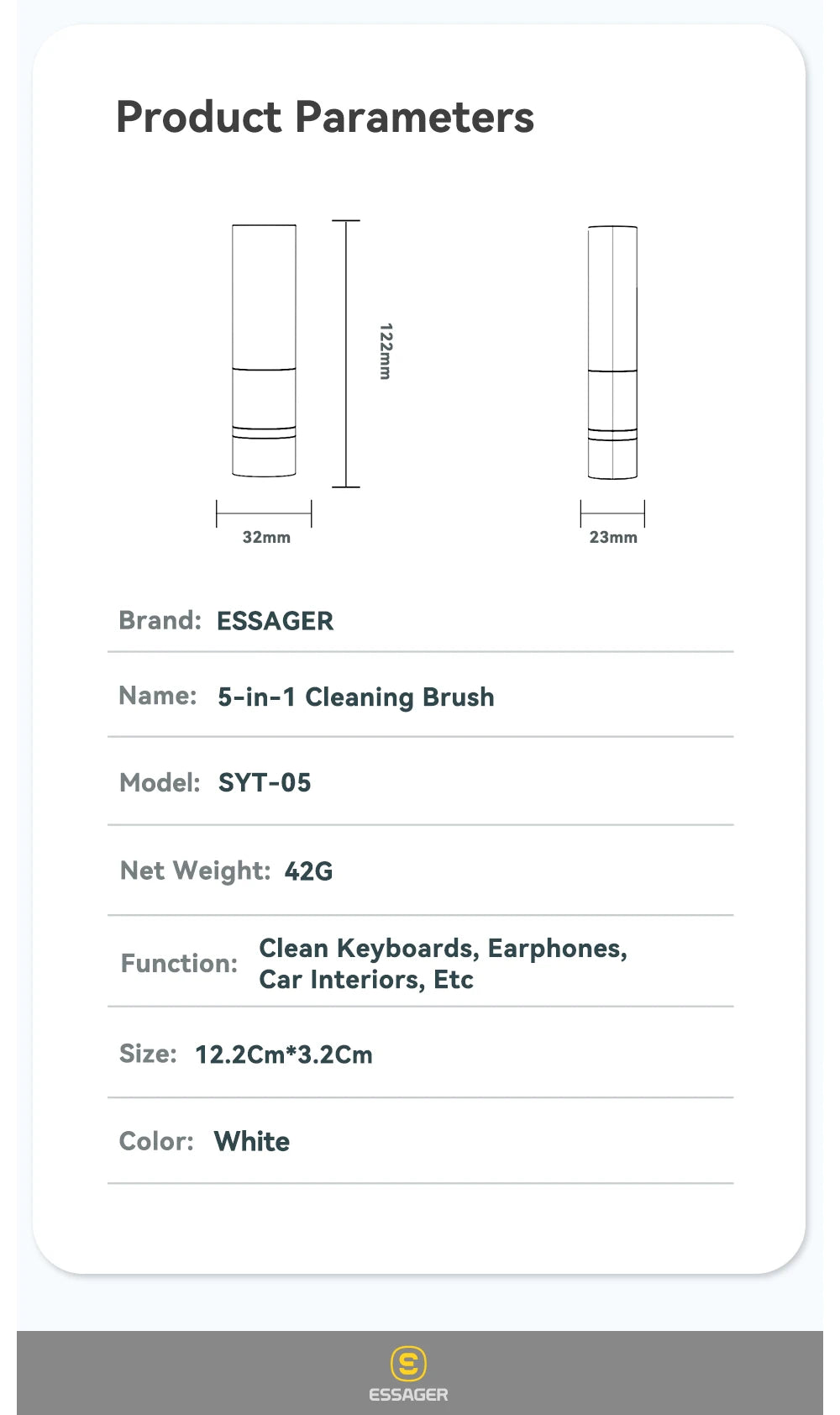 Essager 5 in 1 Cleaning Kit  For Computer Keyboard Cleaner Brush Earphones Cleaning Pen For AirPods Pro 3 iPhone Cleaning Tools