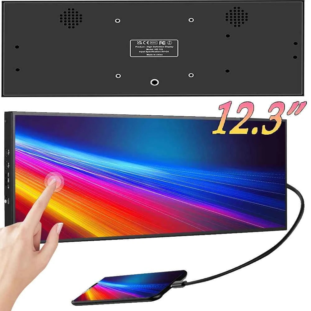 12.3/14.5-Inch Ultra-Wide Touchscreen Monitor – 1920×720 FHD IPS, Type-C, 60Hz, 8-Bit Color Depth