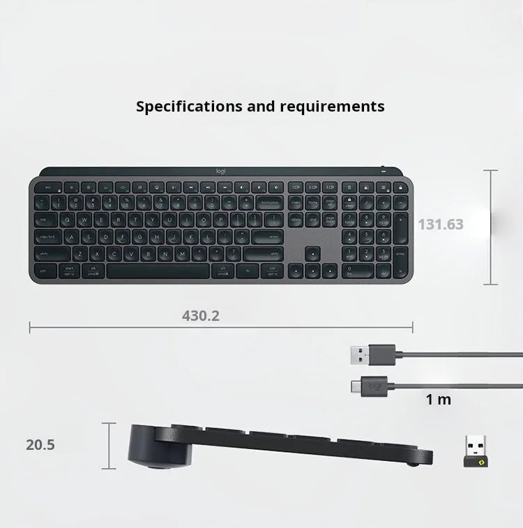 Logitech MX Keys S Wireless Office Keyboard - Smart Illuminated, Multi-Device Ergonomic w/ Logi Bolt, Low Profile & Portable