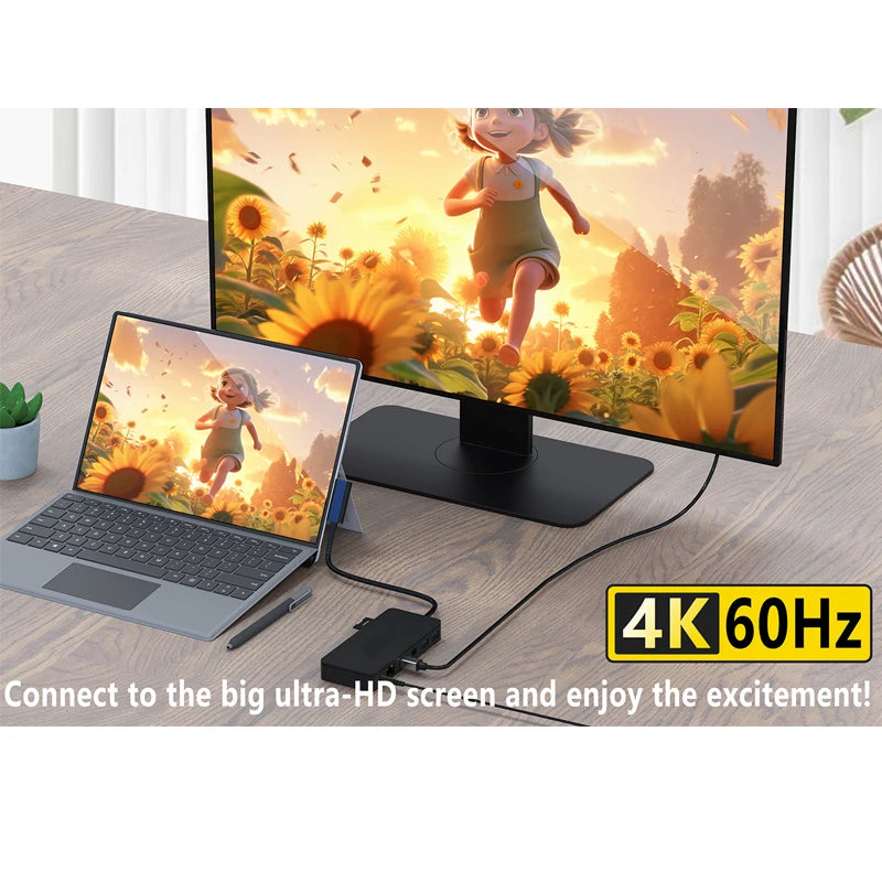 12 in 1 Surface Multi-function docking station Type-c converter usb hub computer expansion dock card reading Splitter Extender