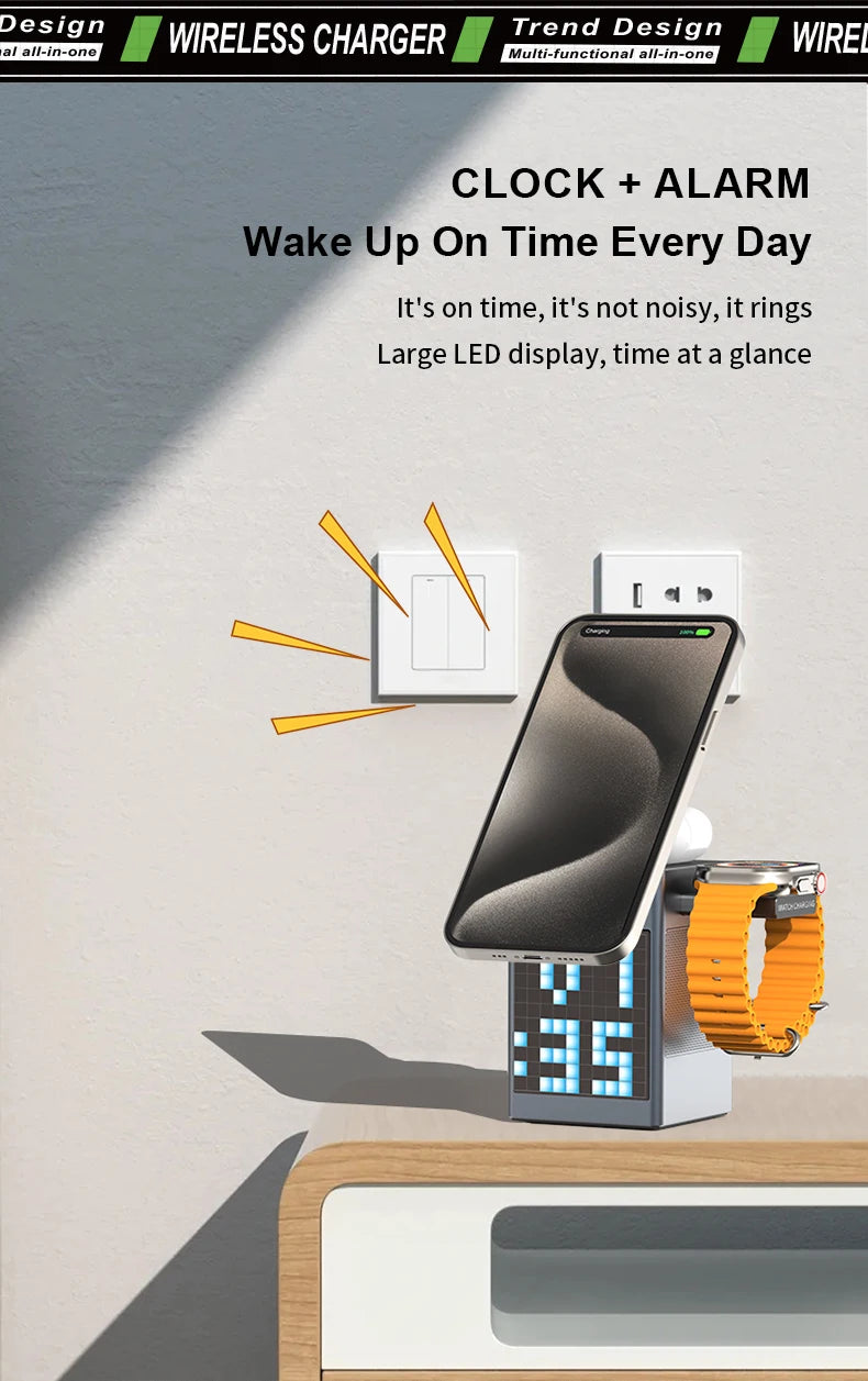 Qi2 3 in 1 Wireless Charger With Bluetooth Speaker For iPhone 17 16 15 14 13 12 Fast Charging Station For Apple Watch 10 9 8 7 6